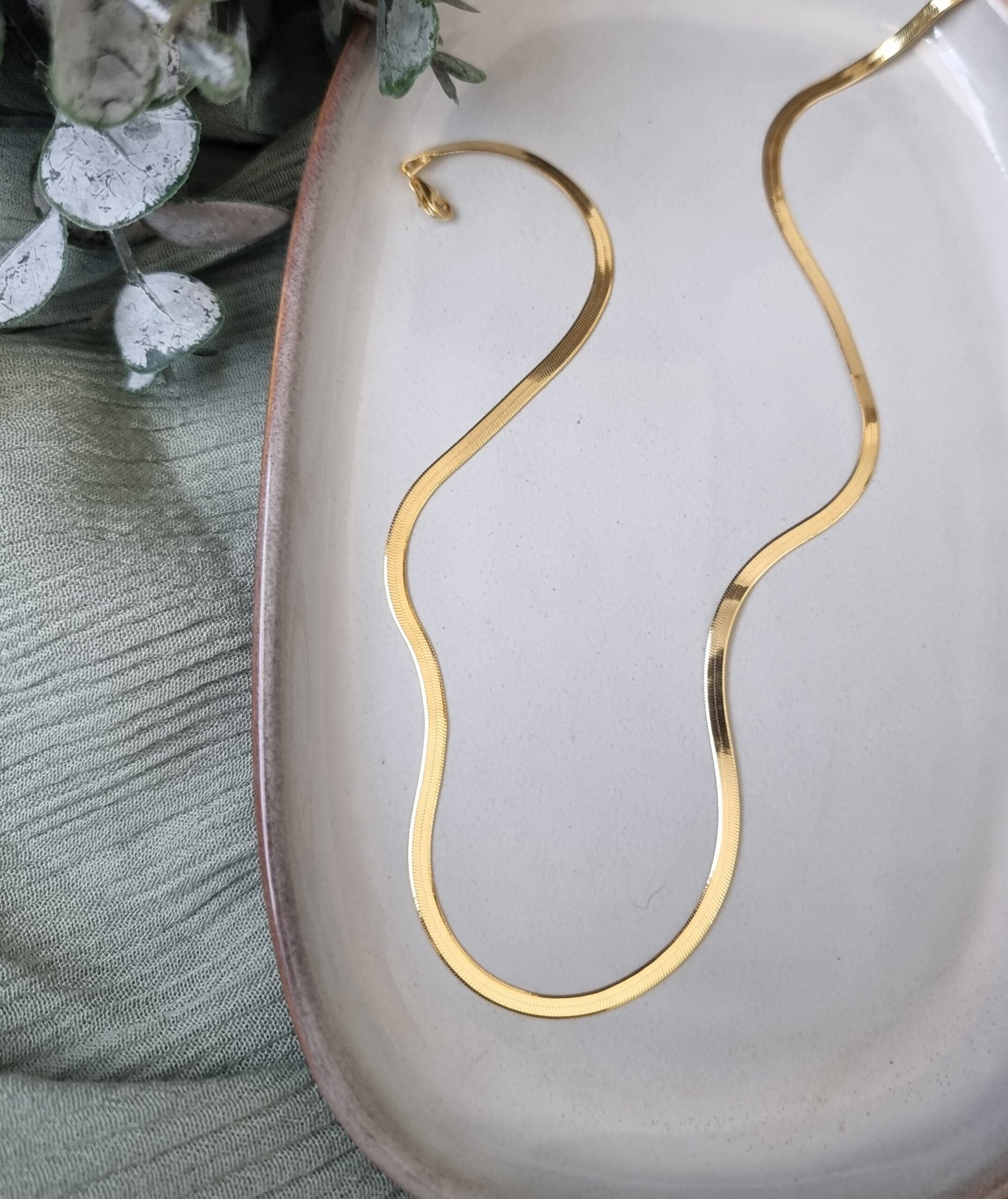 Gold Plated Herringbone Necklace image 0