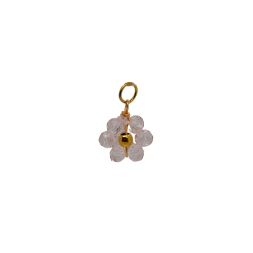 White Beaded Flower Charm - White image
