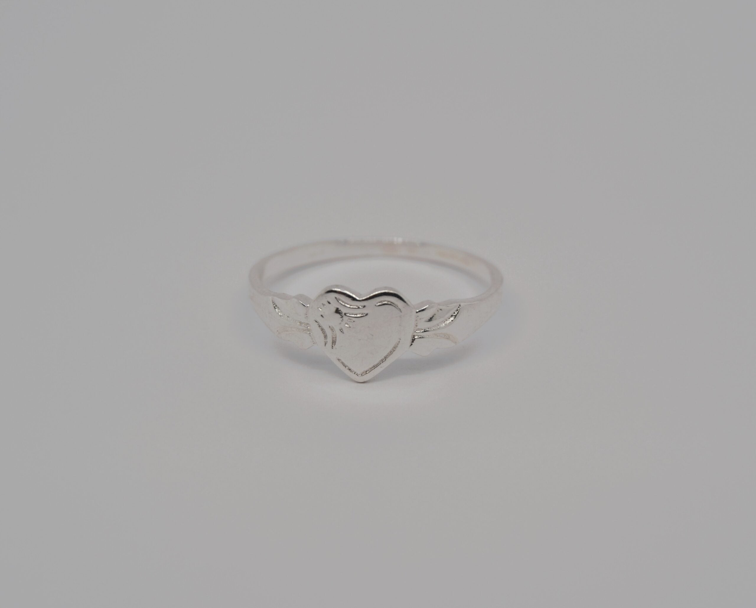 Silver Heart Signet Ring image 0