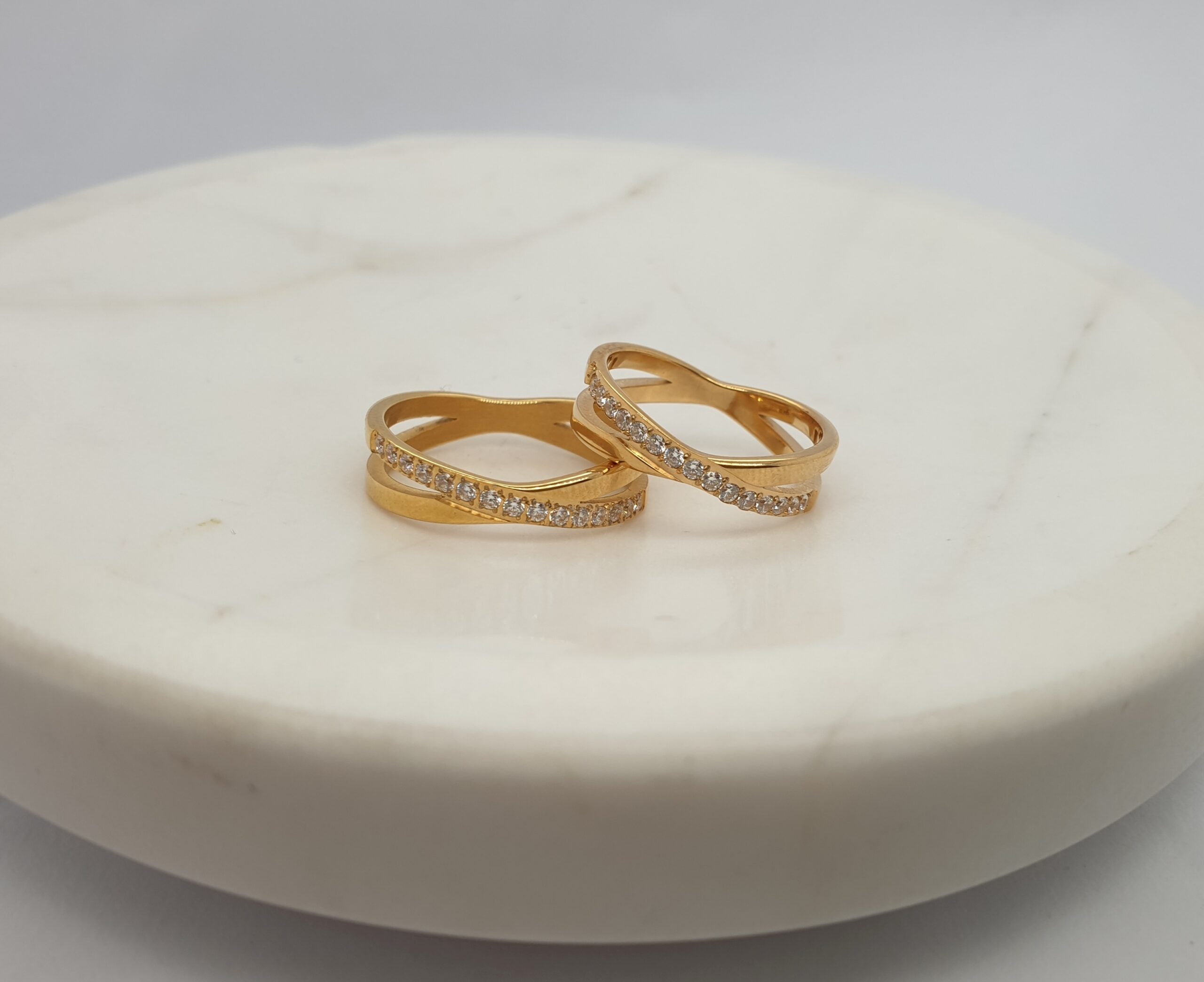 Crossed Stainless Steel Ring image 0