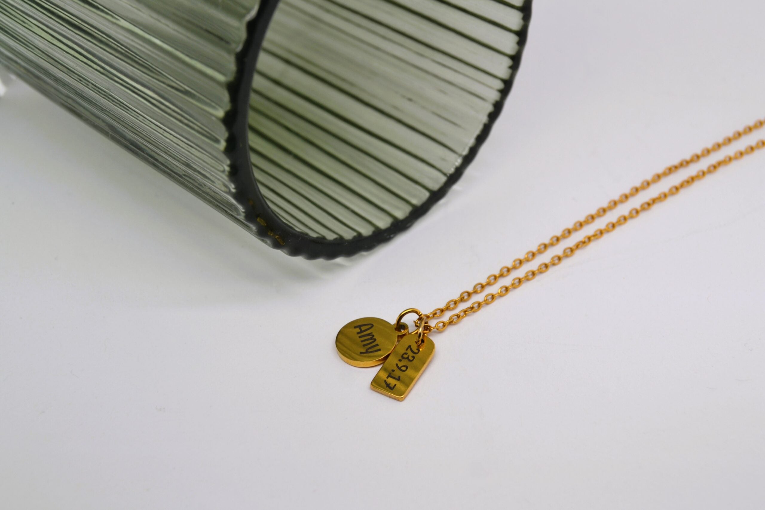Gold Name and Date Necklace image 1
