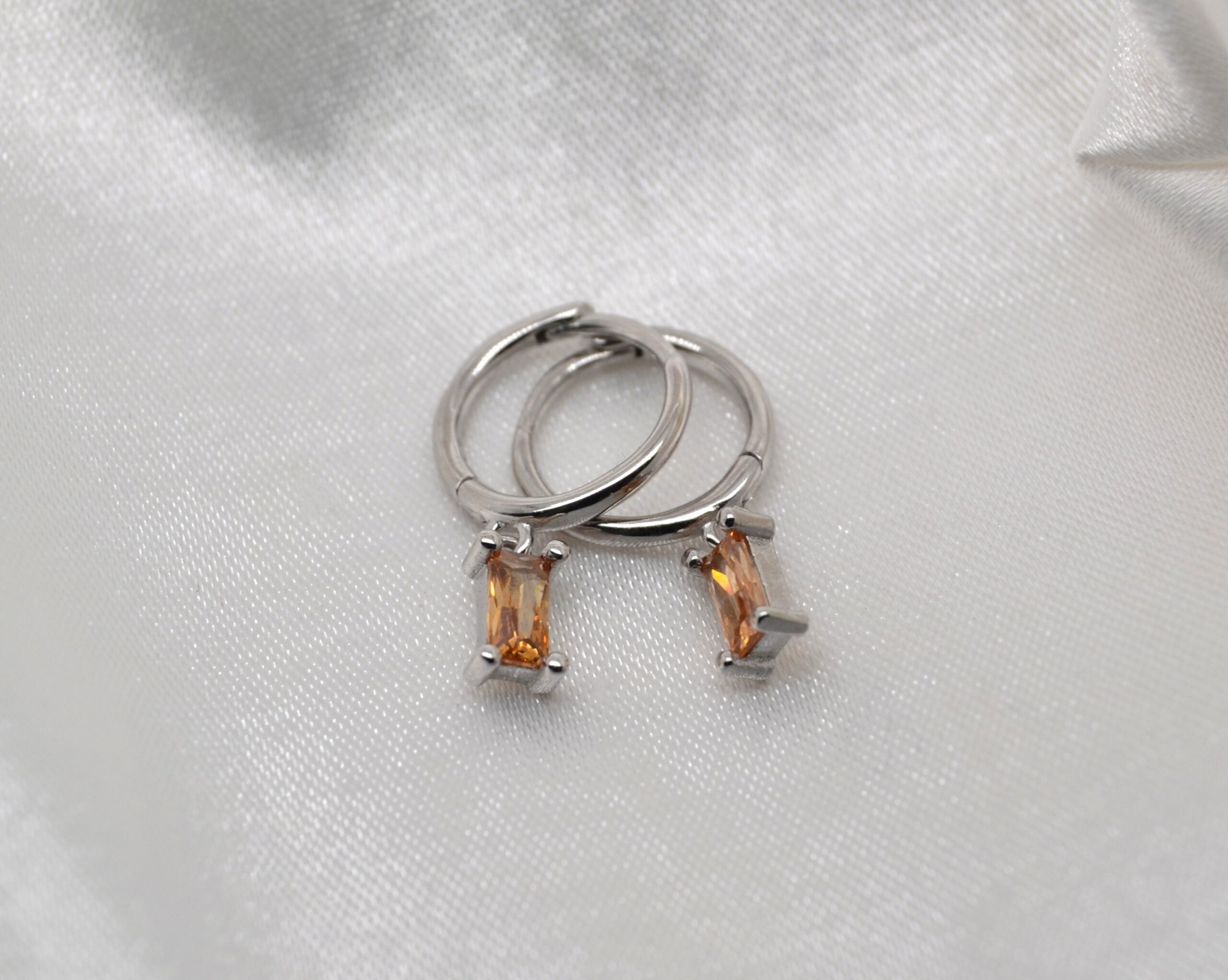 Tiny Emerald Cut Huggies image 0