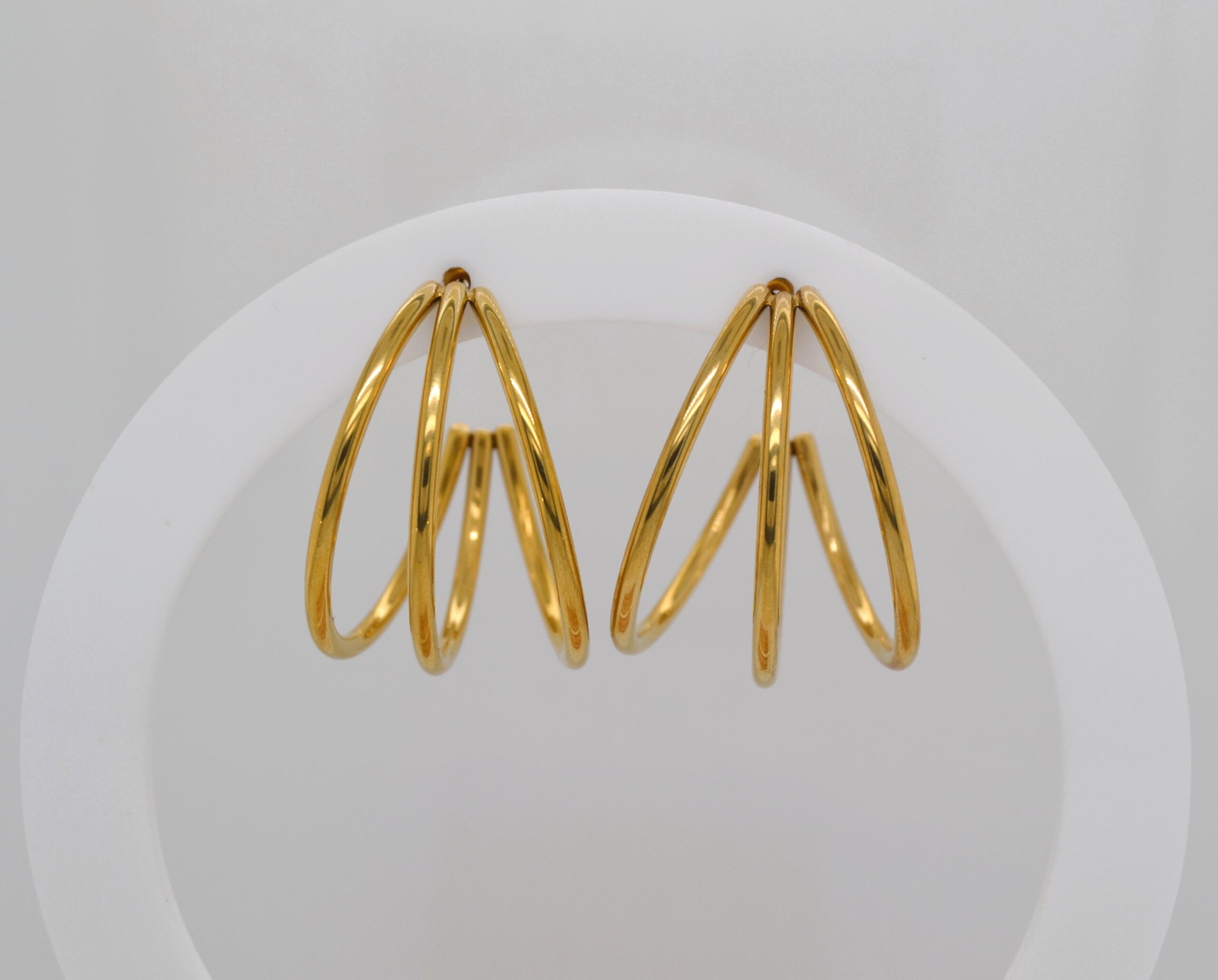 Gold Triple Hoop Earrings image 0
