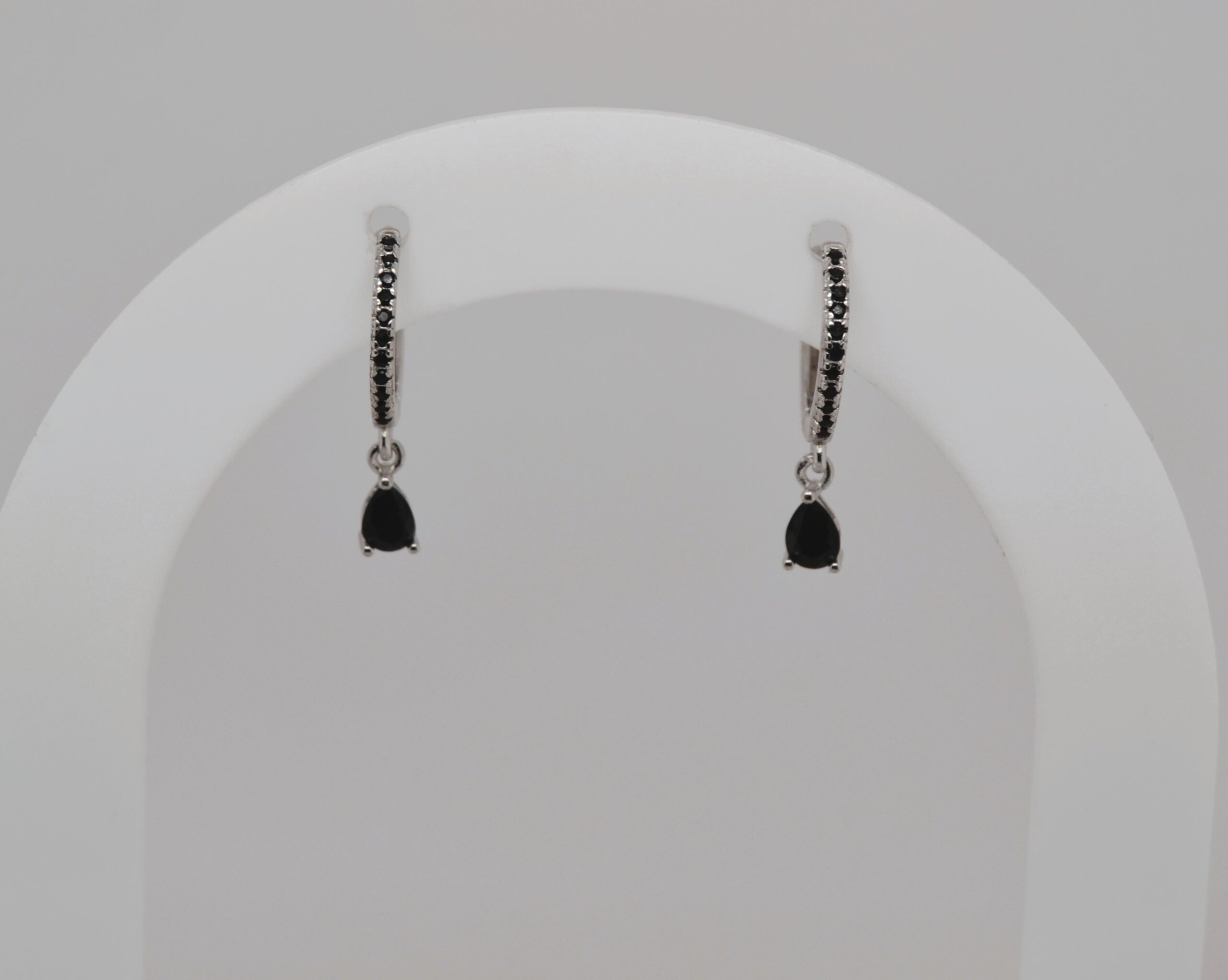 Tiny Teardrop Earrings - Black image