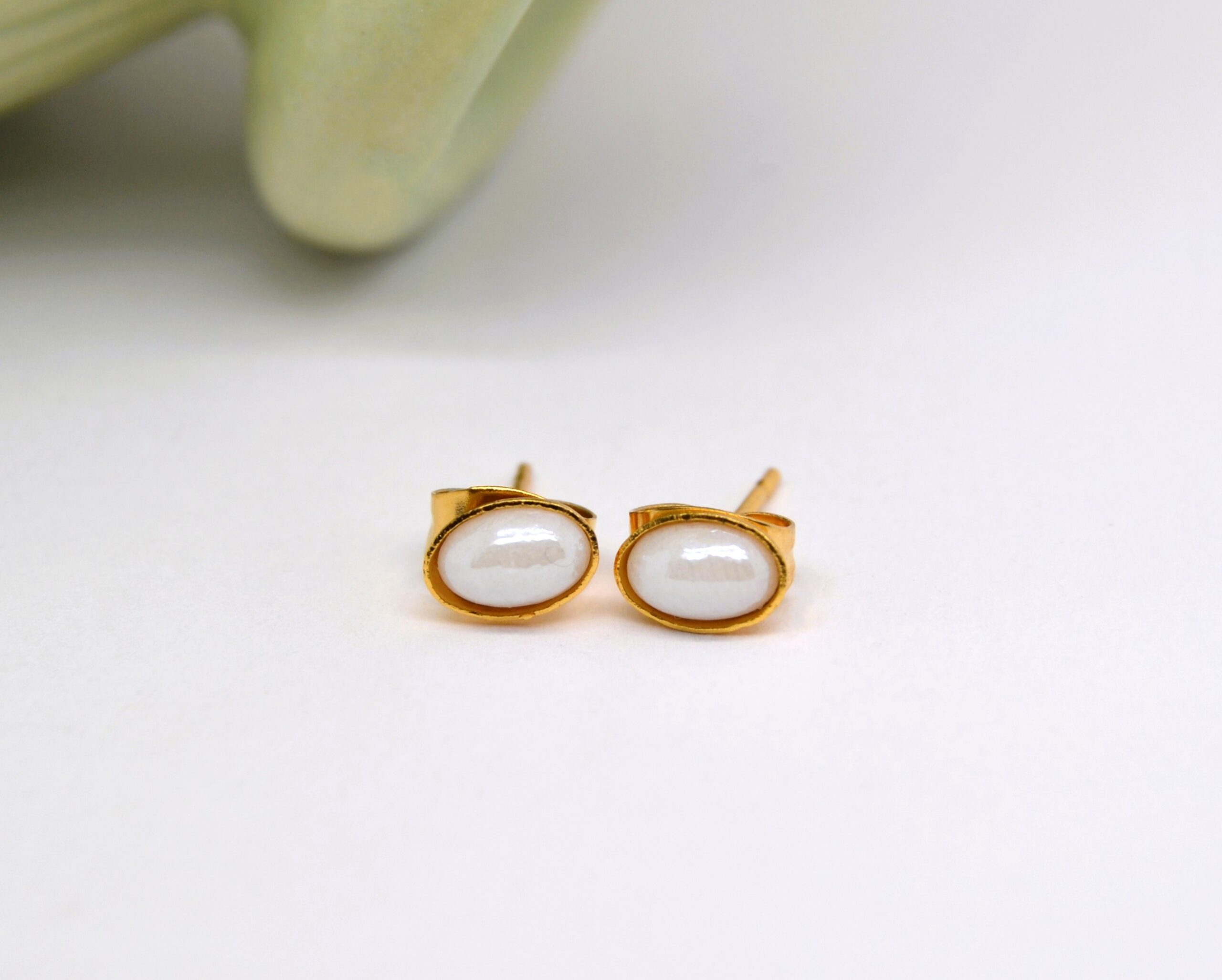 White Oval Studs image 0