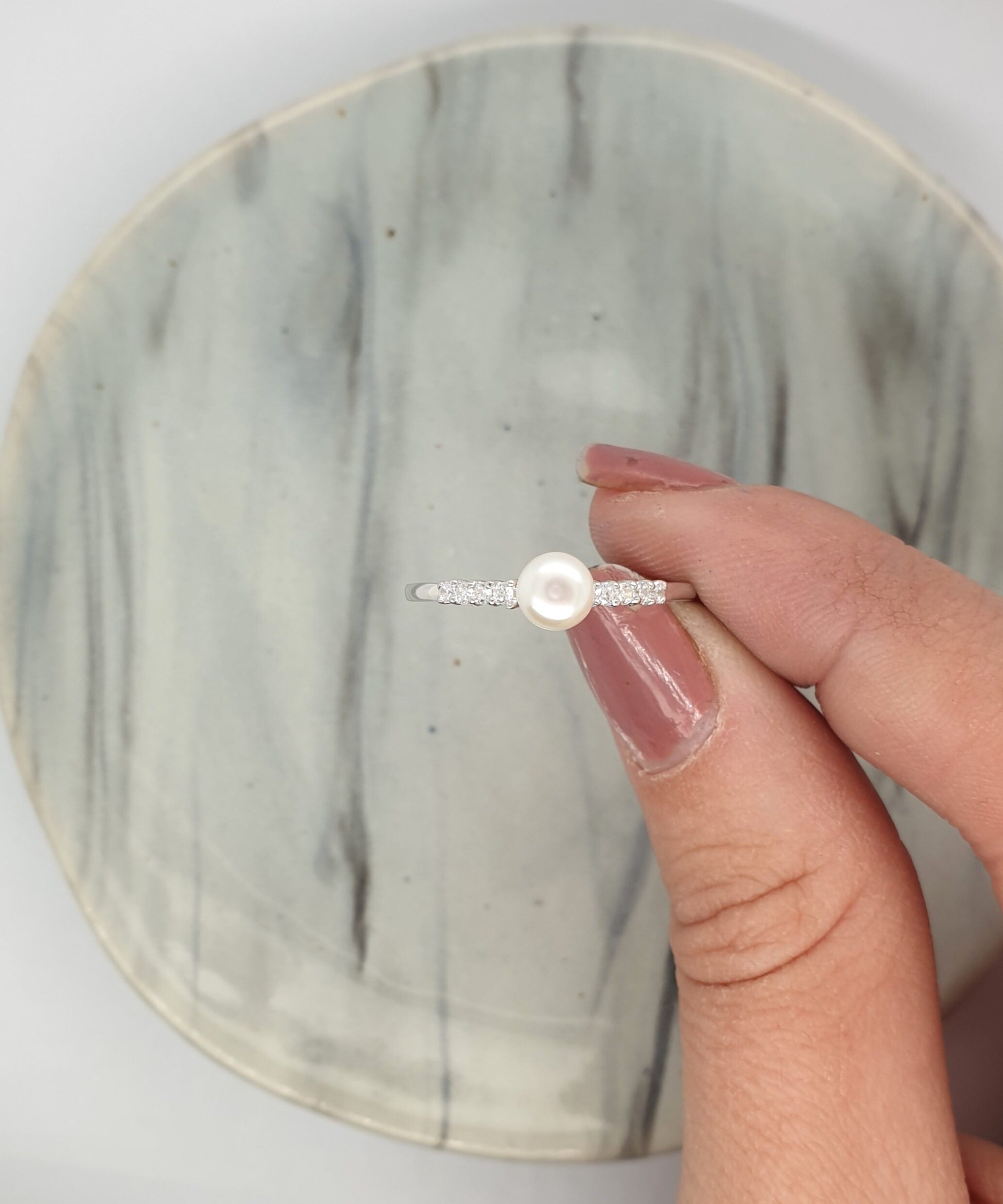 Bling Pearl Silver Ring image 1