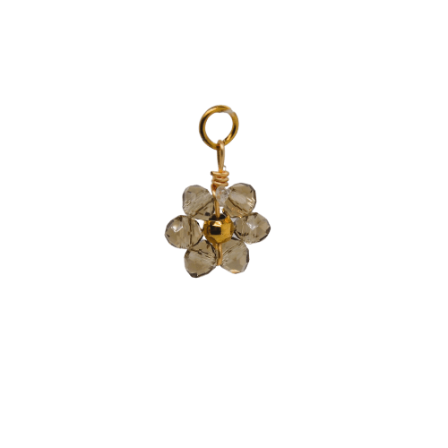 Grey Beaded Flower Charm - Grey image