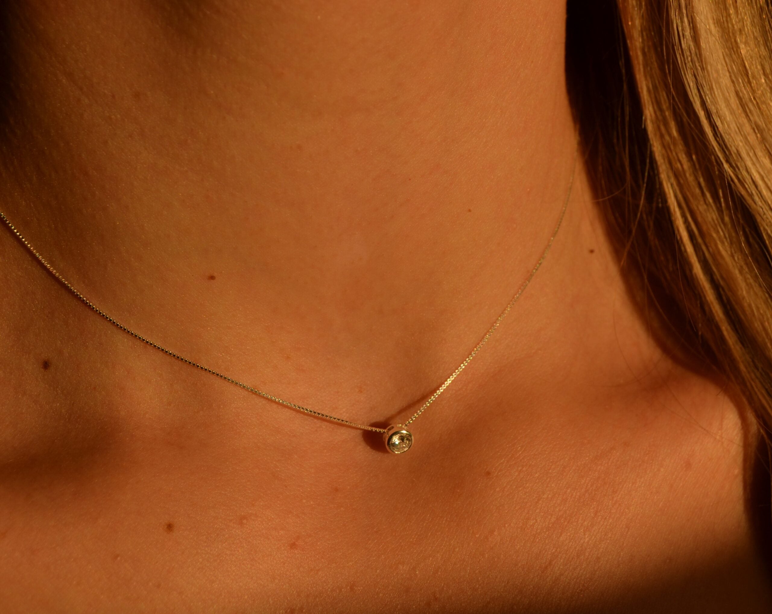 Round Pendant Silver Necklace image 1
