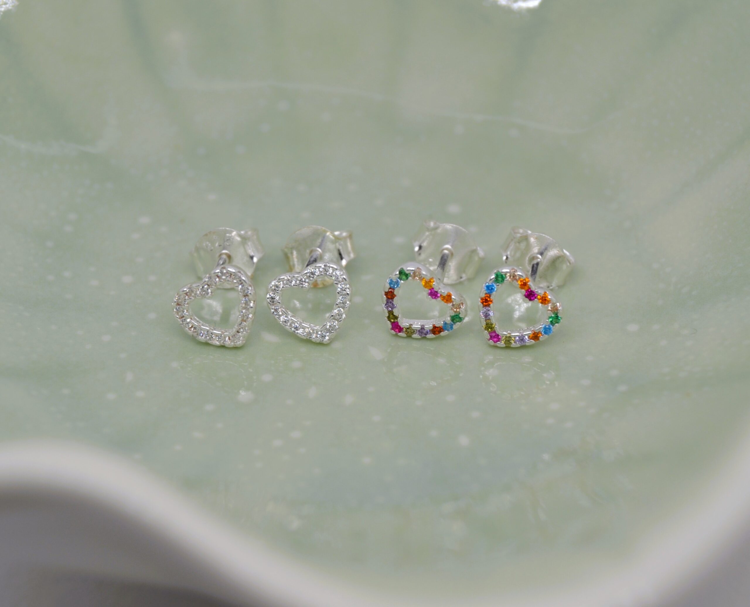 Small Bling Heart Studs image 0