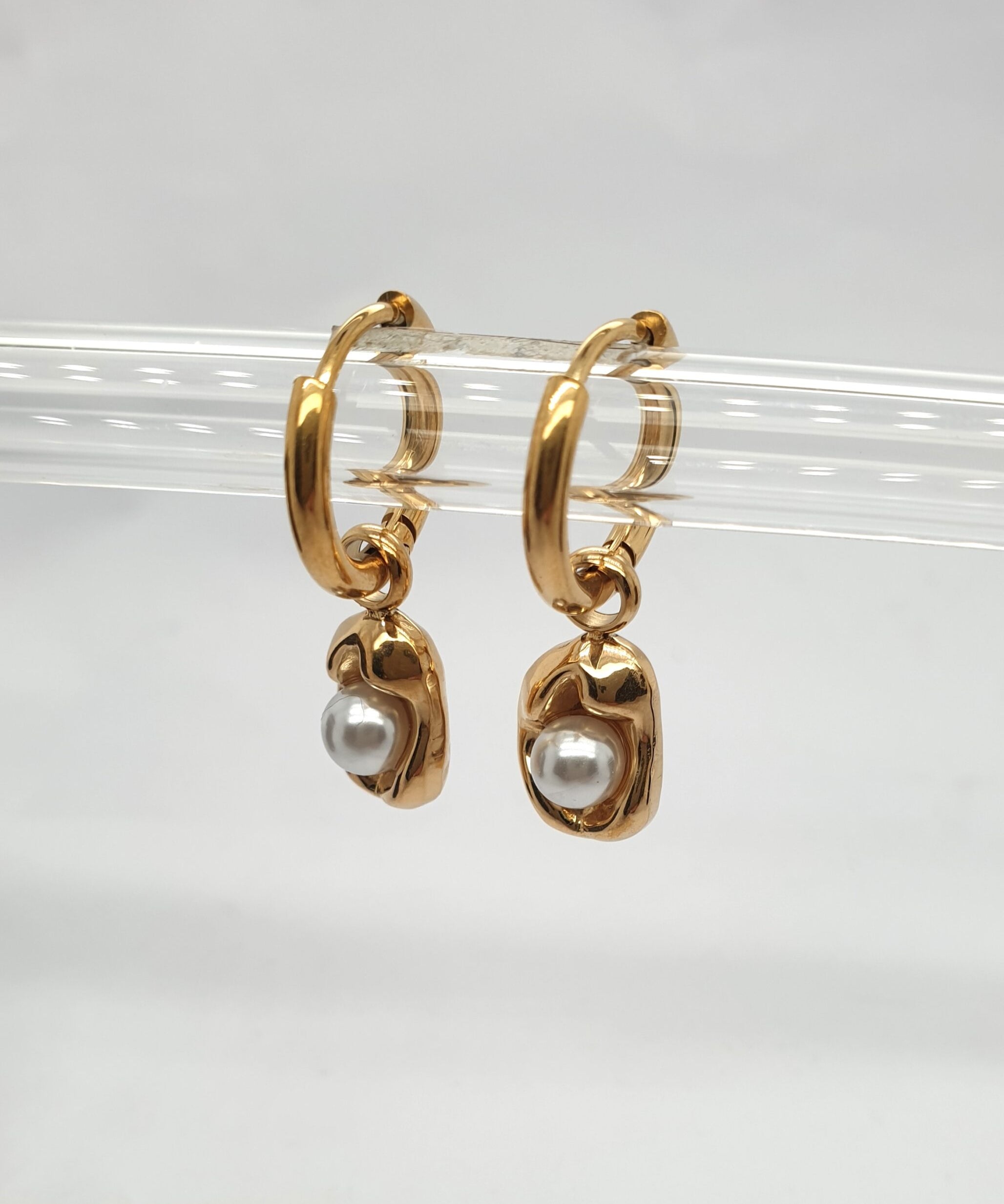 Gold Plated Pearly Huggies image 0