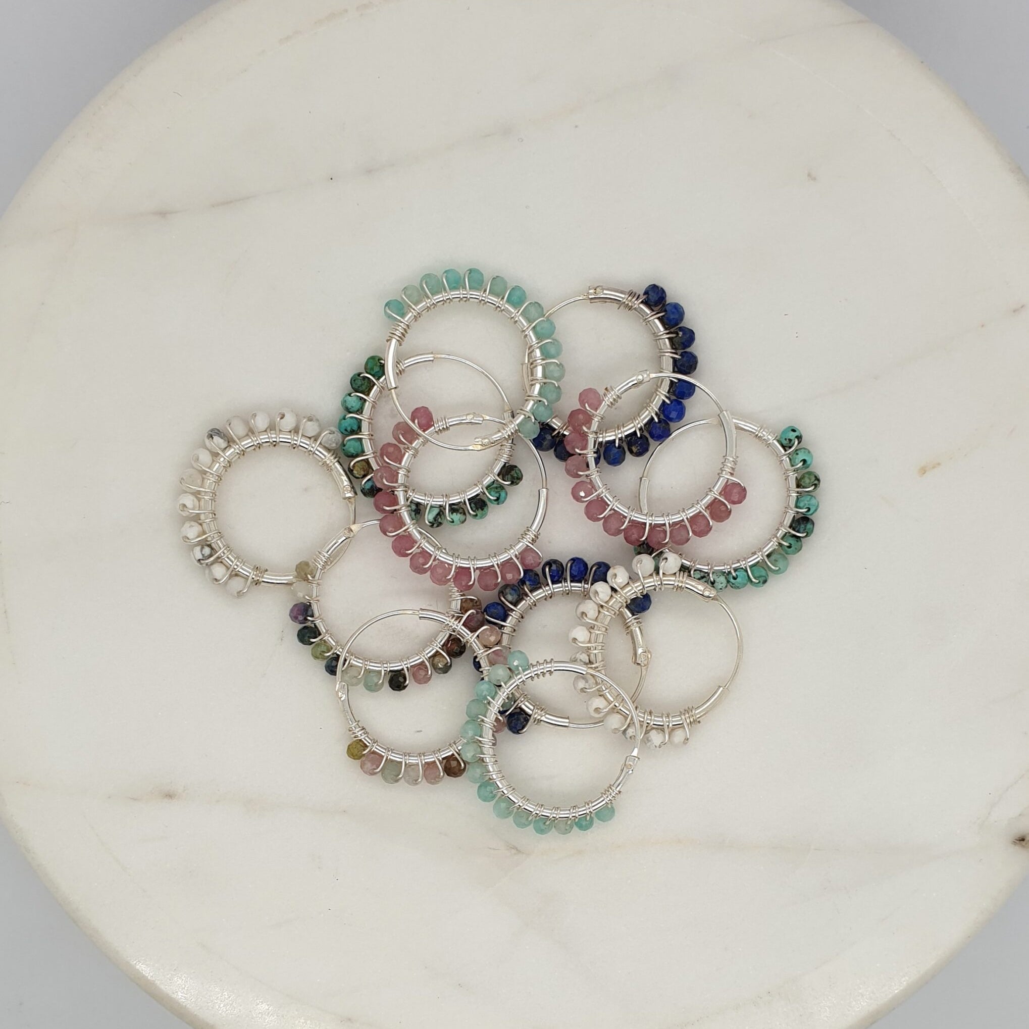 Natural Stone Small Hoops image 0