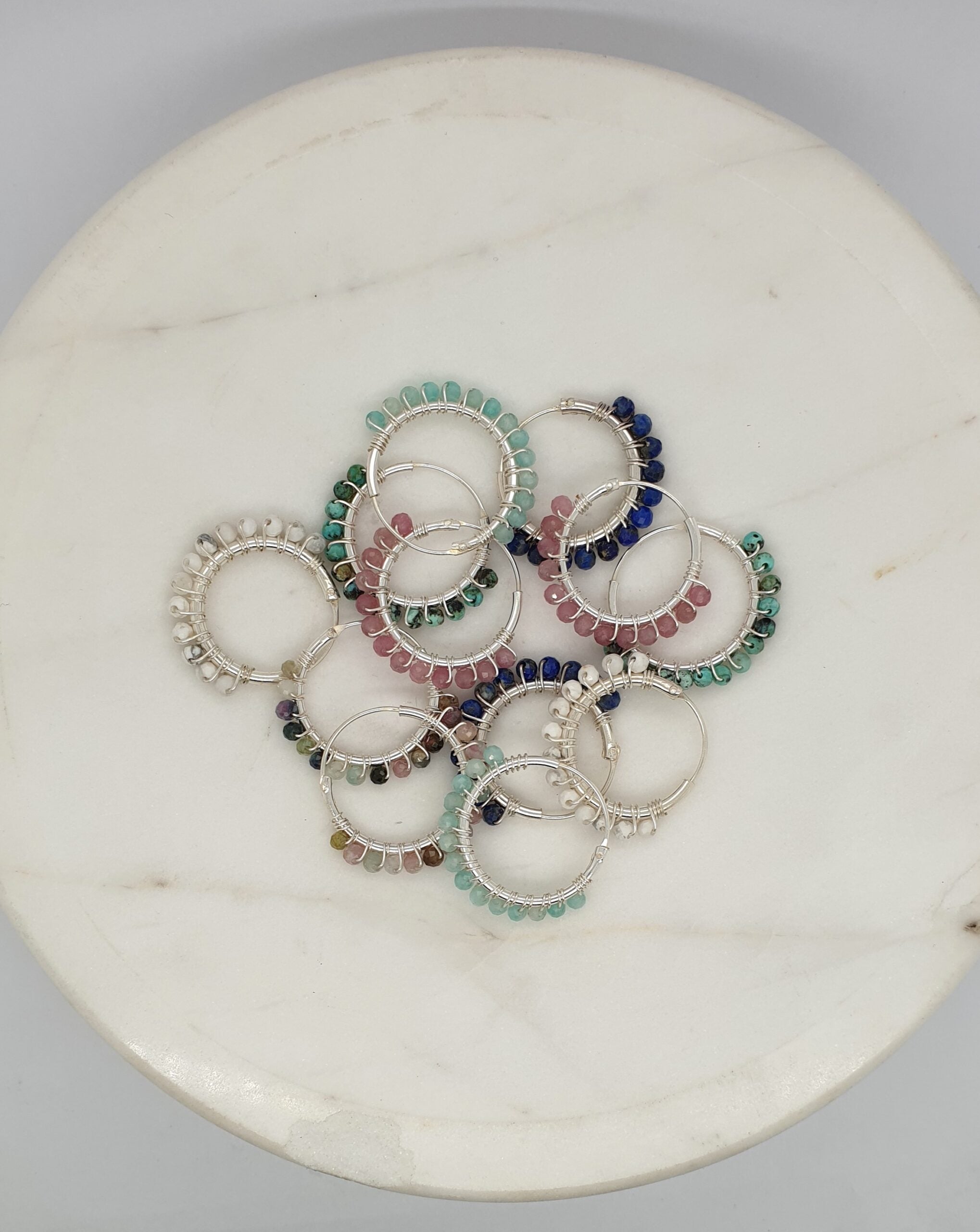 Natural Stone Small Hoops image 0