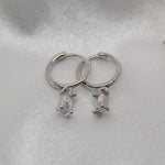 Tiny Emerald Cut Huggies - Clear image