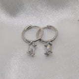 Tiny Emerald Cut Huggies - Clear image