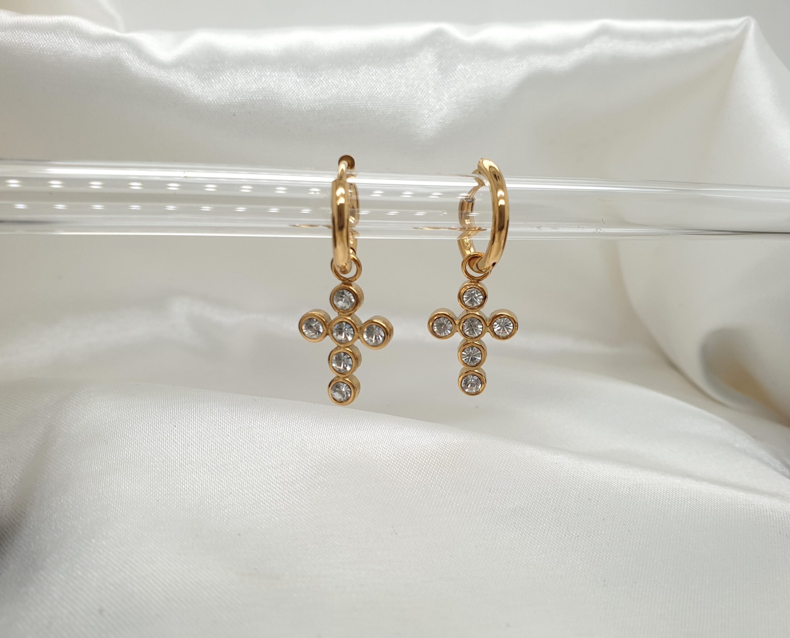 Bling Gold Cross Earrings image 0