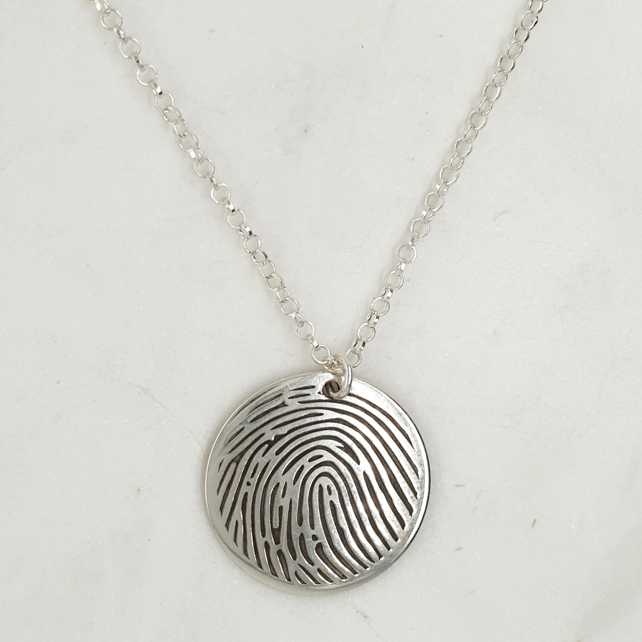 Fingerprint, Name, and Date Necklace image 0