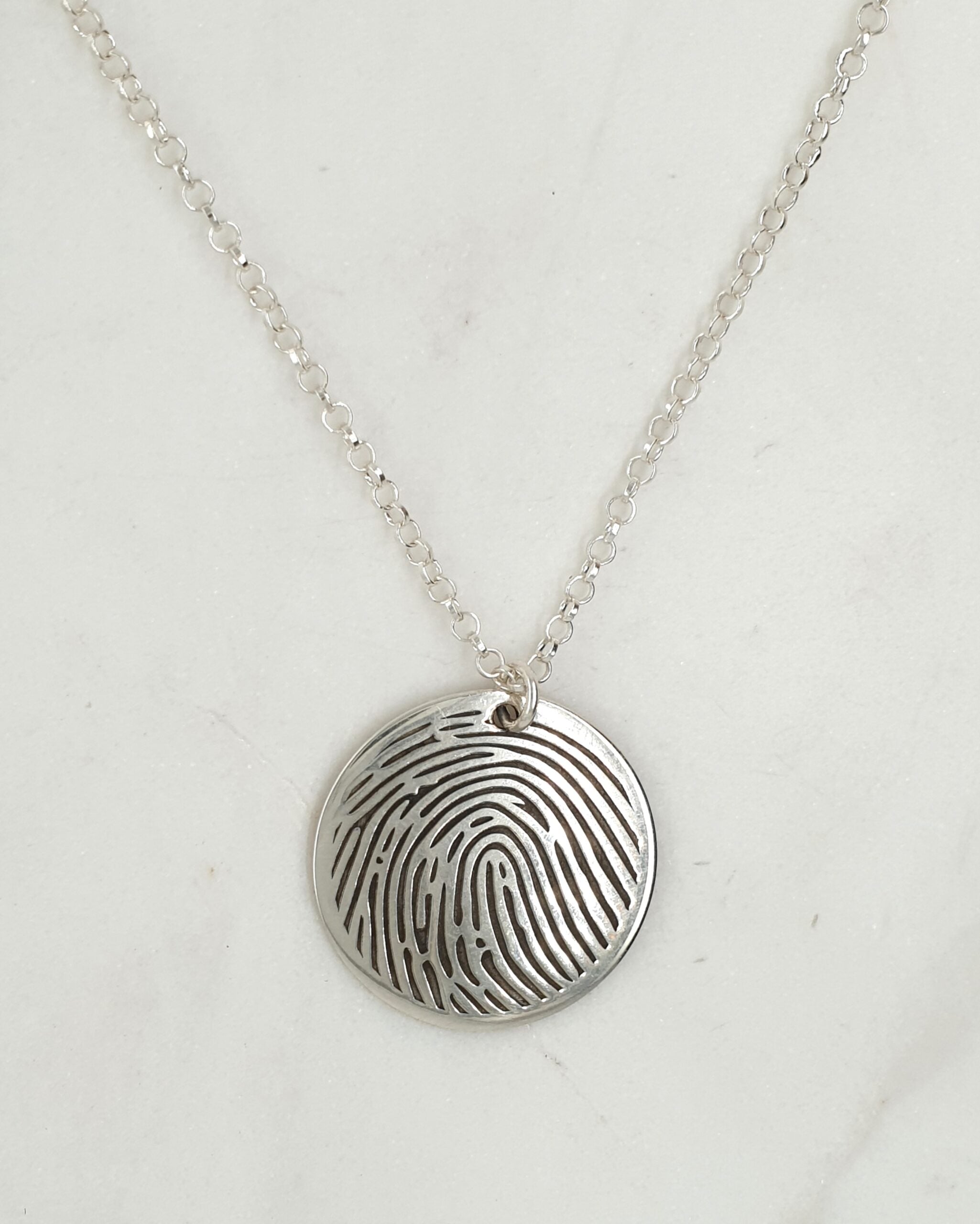 Fingerprint, Name, and Date Necklace image 0