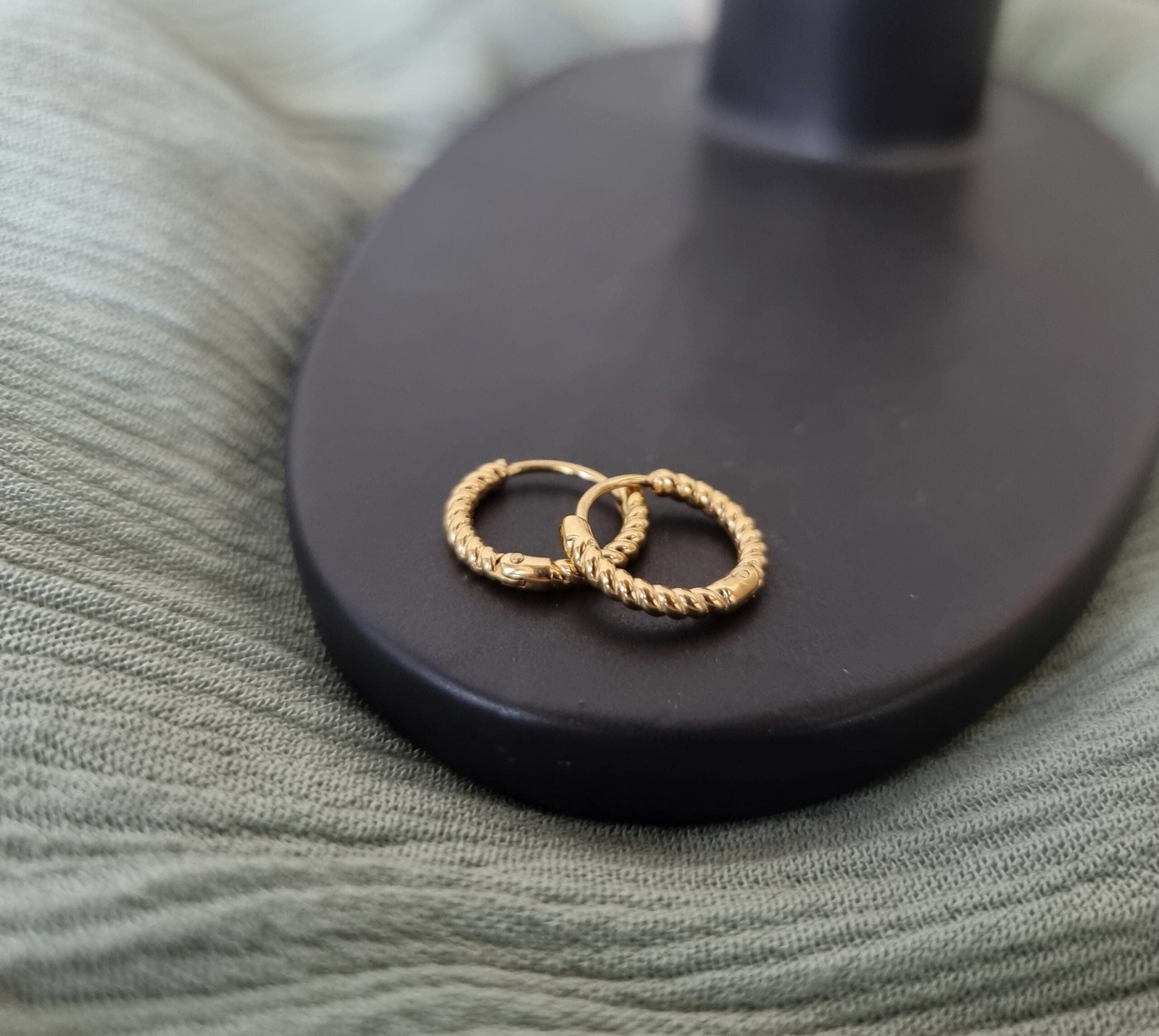 Small Twisted Gold Hoops image 0