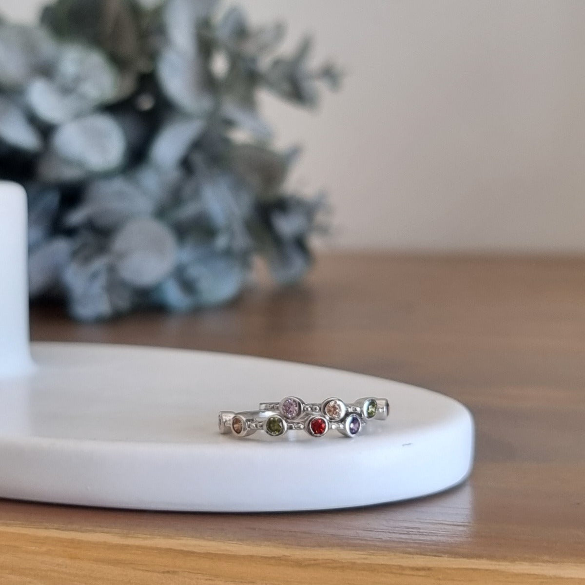 Rainbow Dot Silver Ring image 0