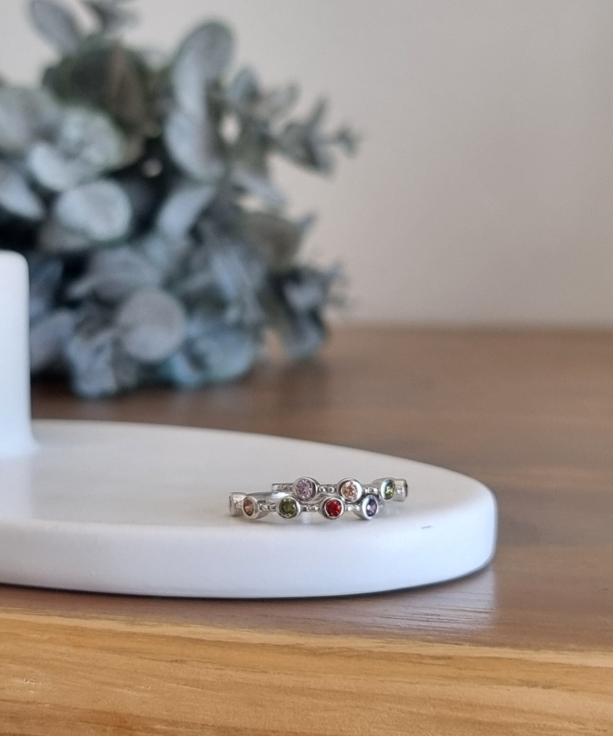 Rainbow Dot Silver Ring image 0