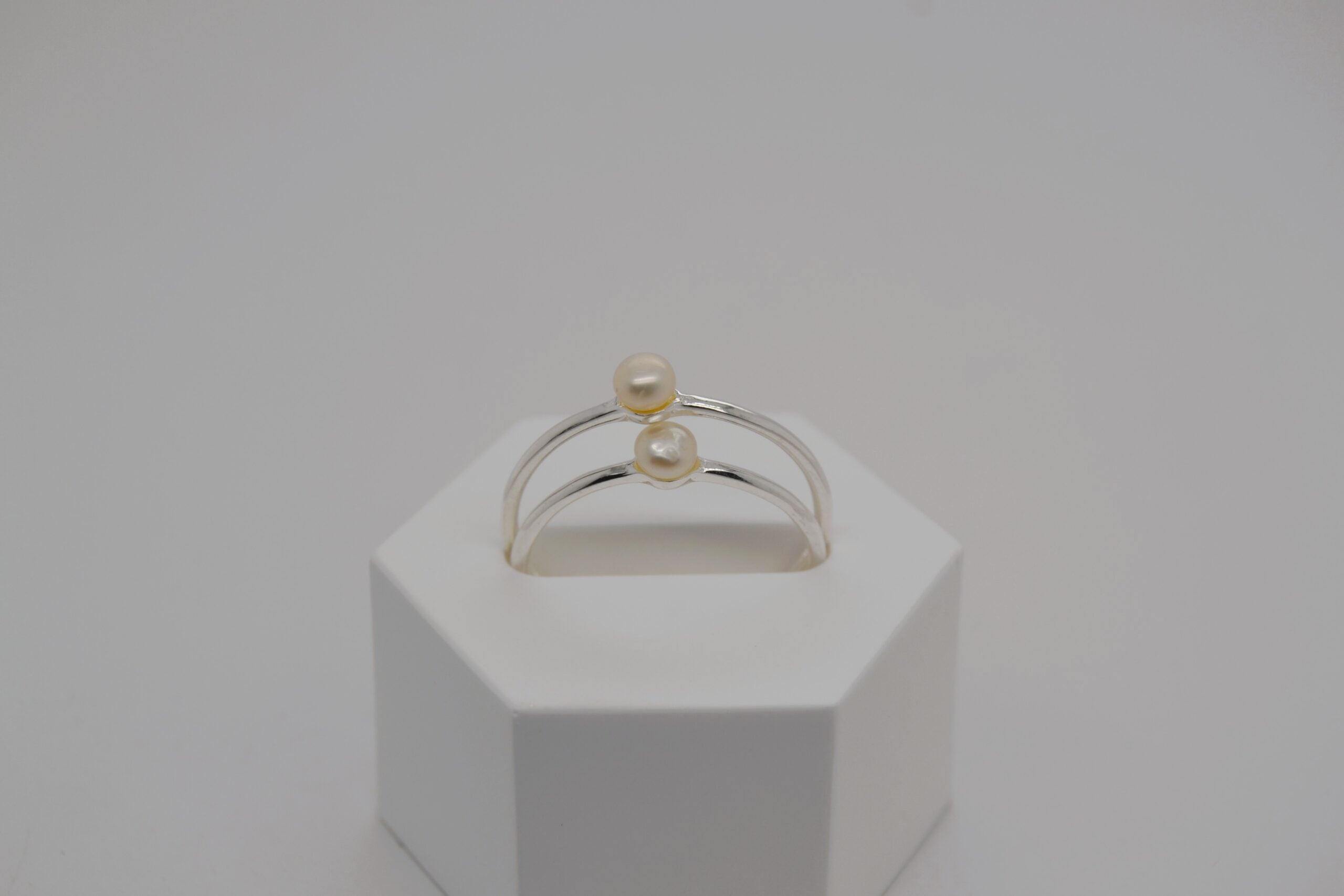 Tiny Silver Pearl Ring image 1