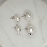 Silver Chunky Teardrop Earrings image 0