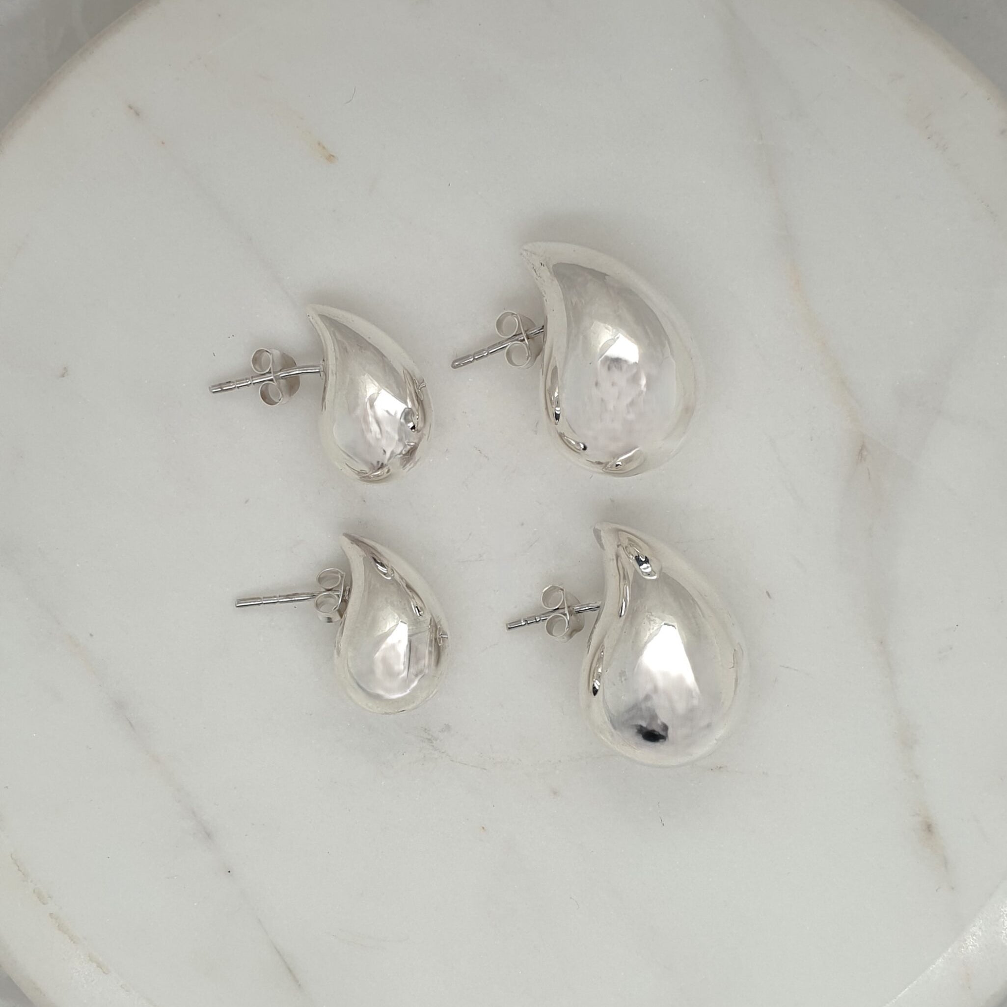 Silver Chunky Teardrop Earrings image 0