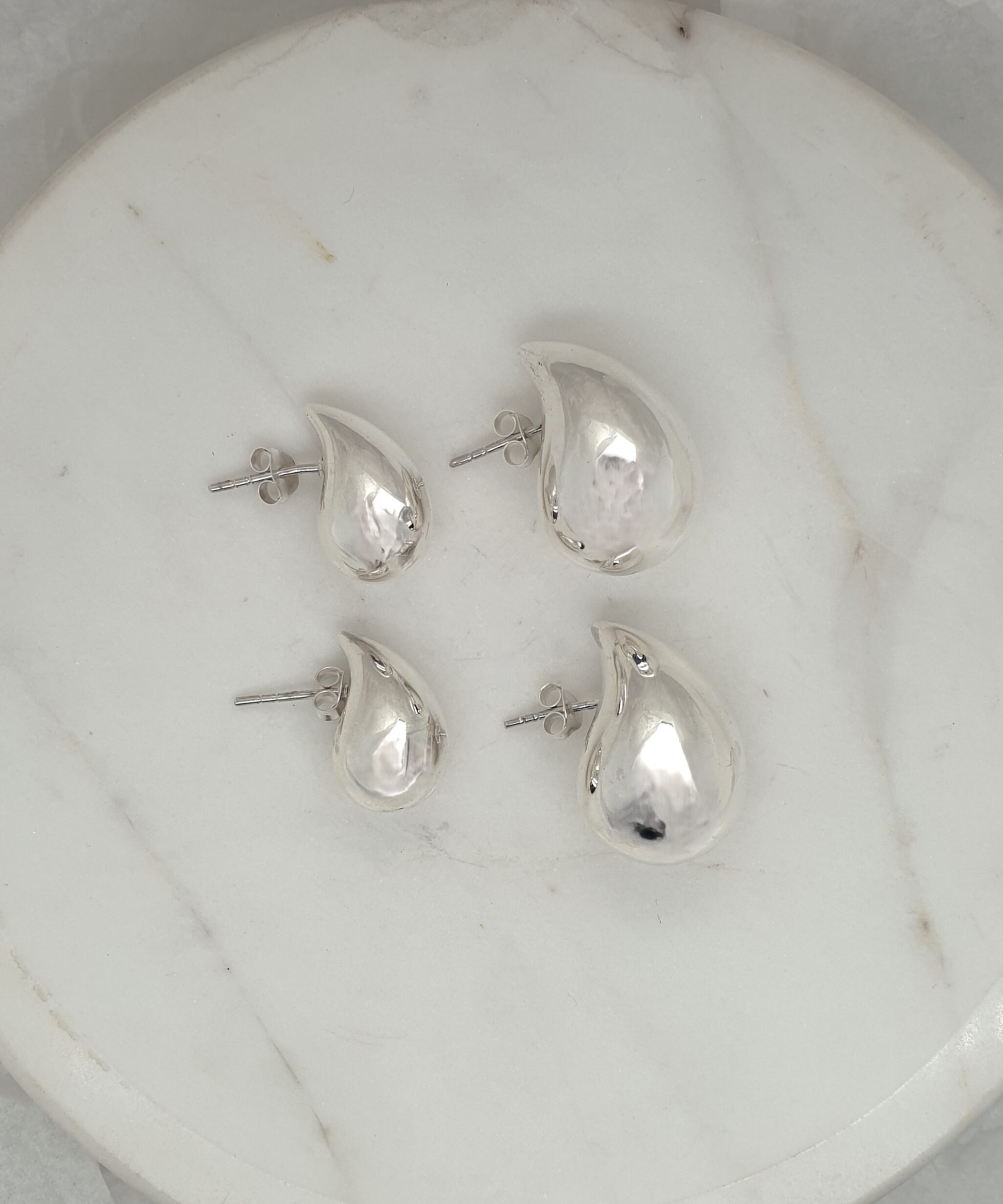 Silver Chunky Teardrop Earrings image 0