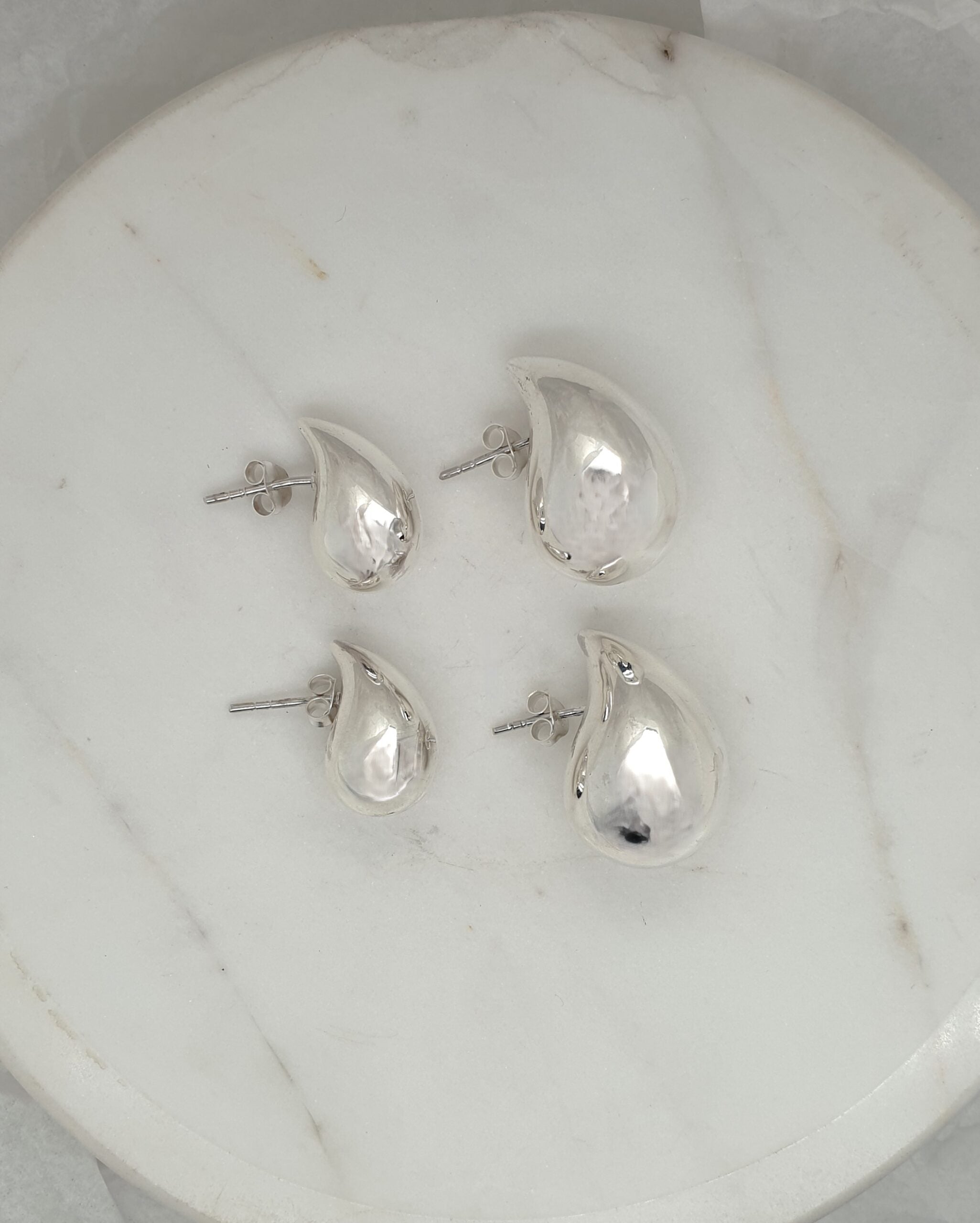 Silver Chunky Teardrop Earrings image 0