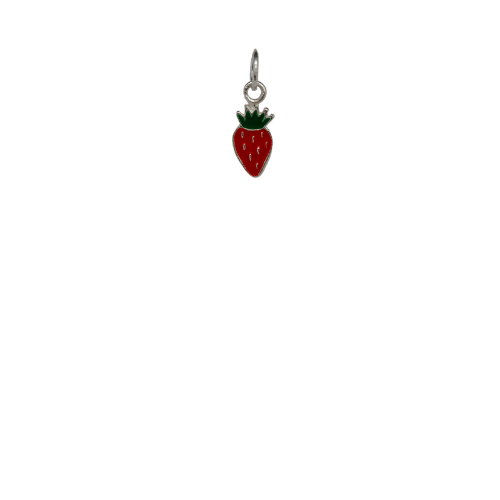 Silver Strawberry Charm image 0