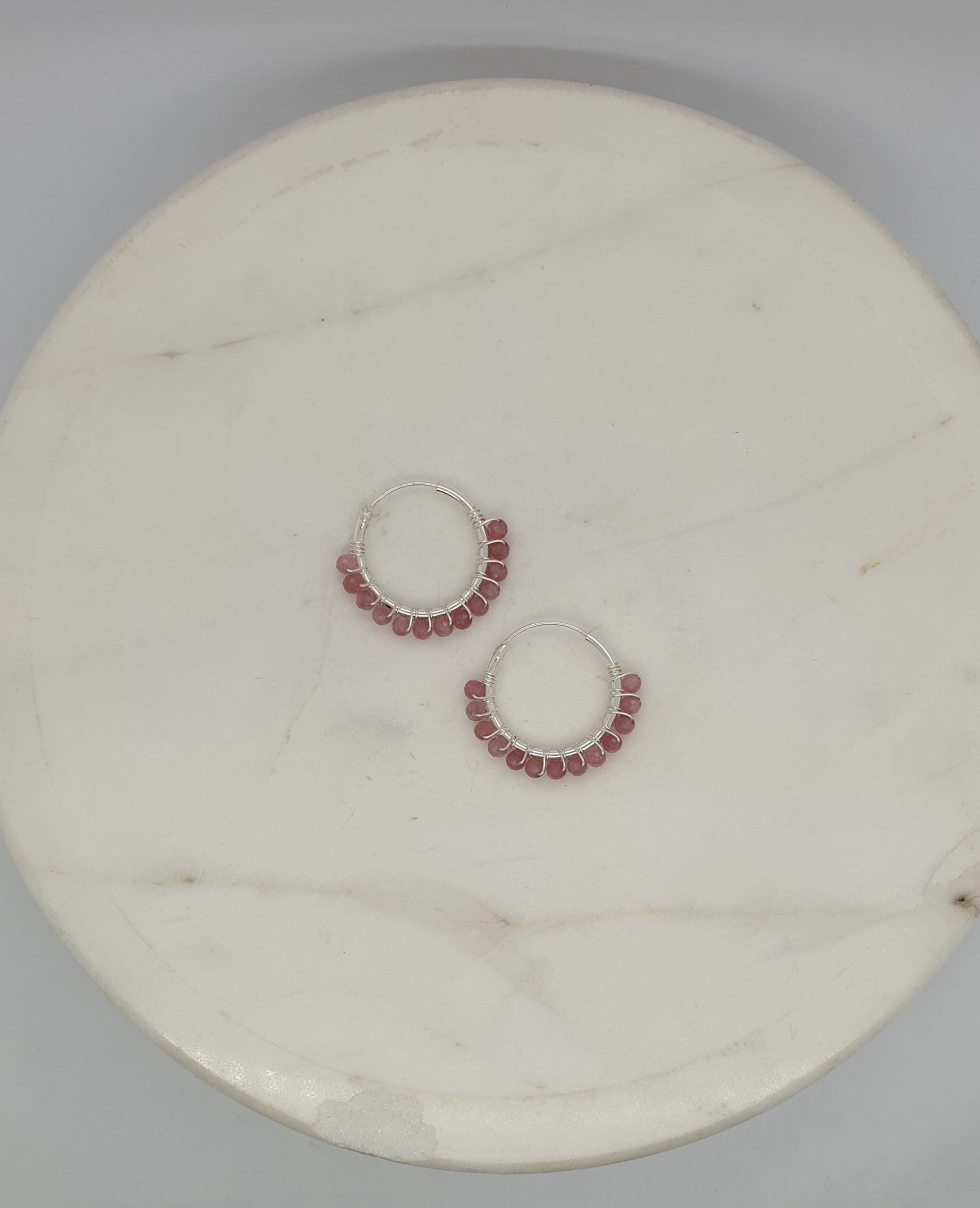 Natural Stone Small Hoops - Pink image