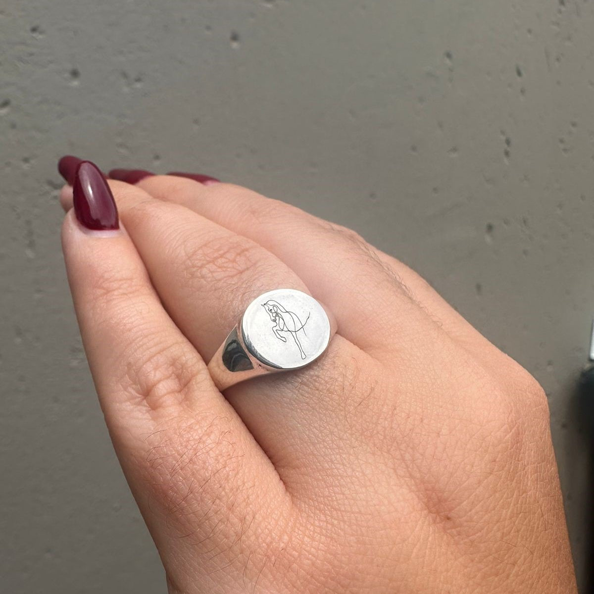 Silver Horse Engraved Ring image 0