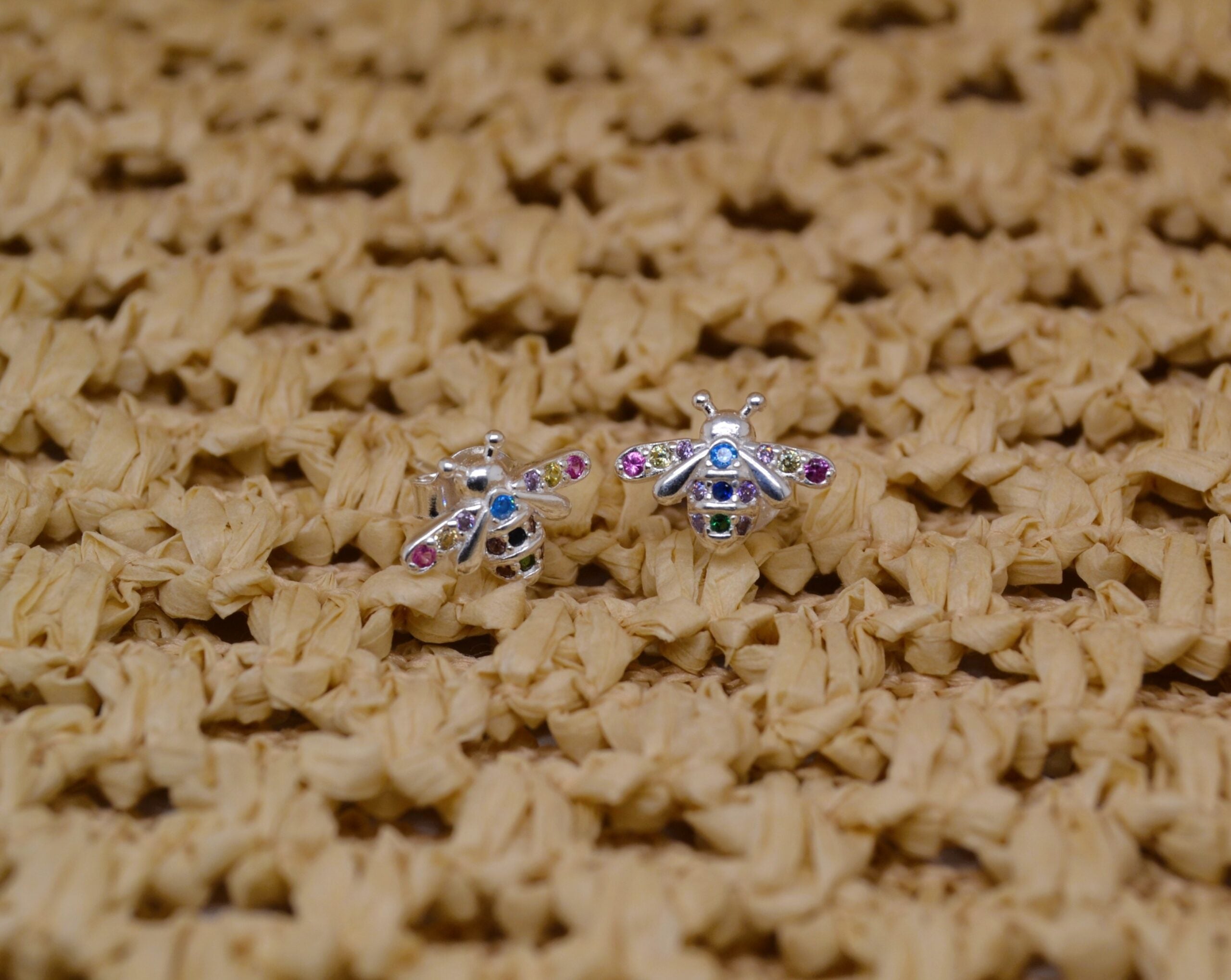 Silver Color Bee Studs image 0