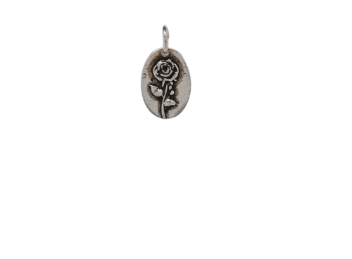 Silver Rose Disk Charm image 0