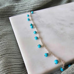 Dangling Stones Silver Anklet - Blue Apatite image
