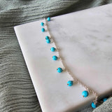Dangling Stones Silver Anklet - Blue Apatite image