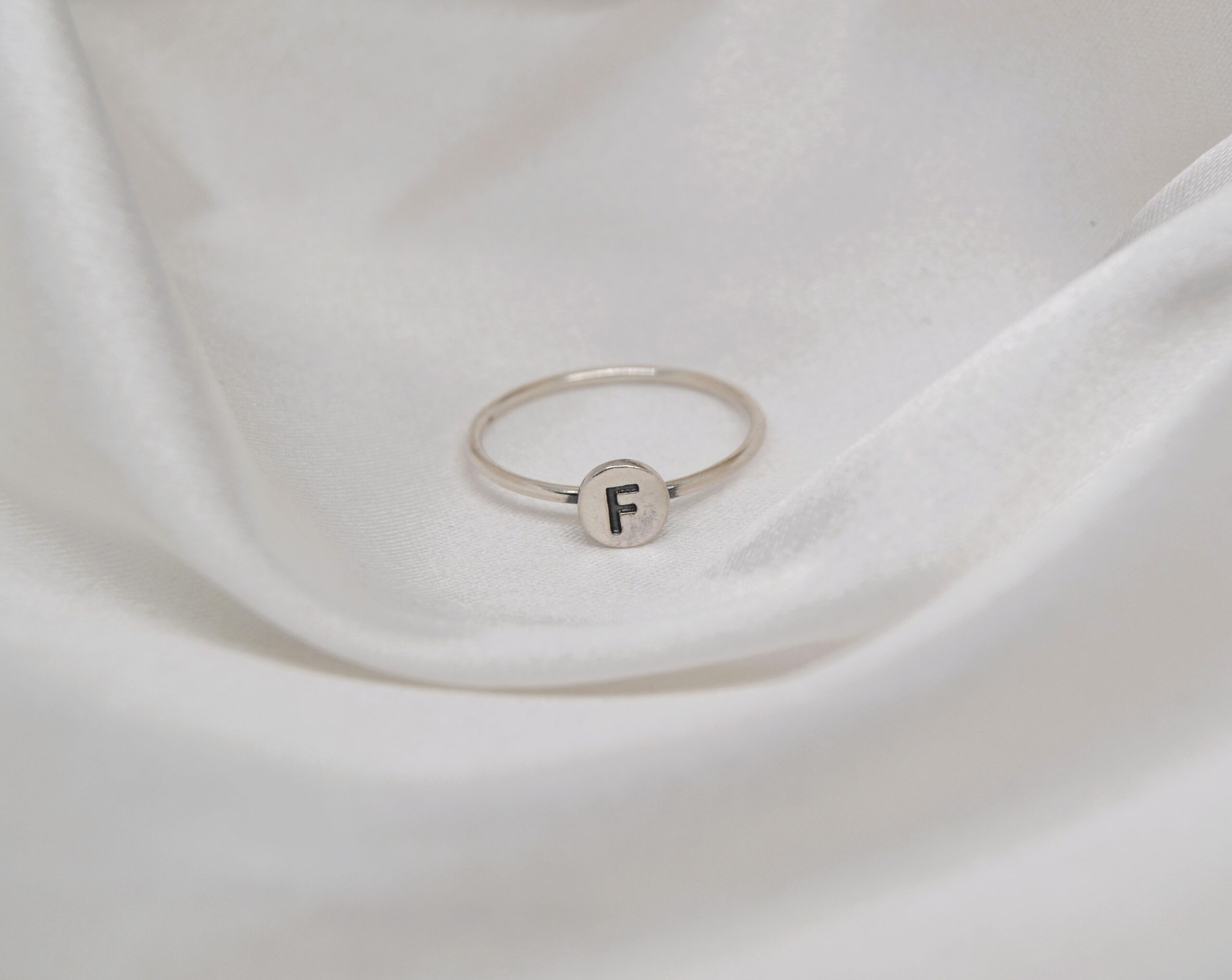 Tiny Silver Initial Rings image 0