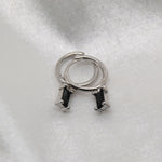 Tiny Emerald Cut Huggies - Black image