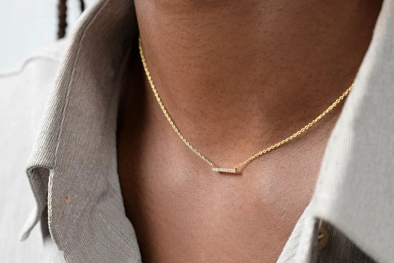 The Dainty Bar Moissanite Necklace image 1
