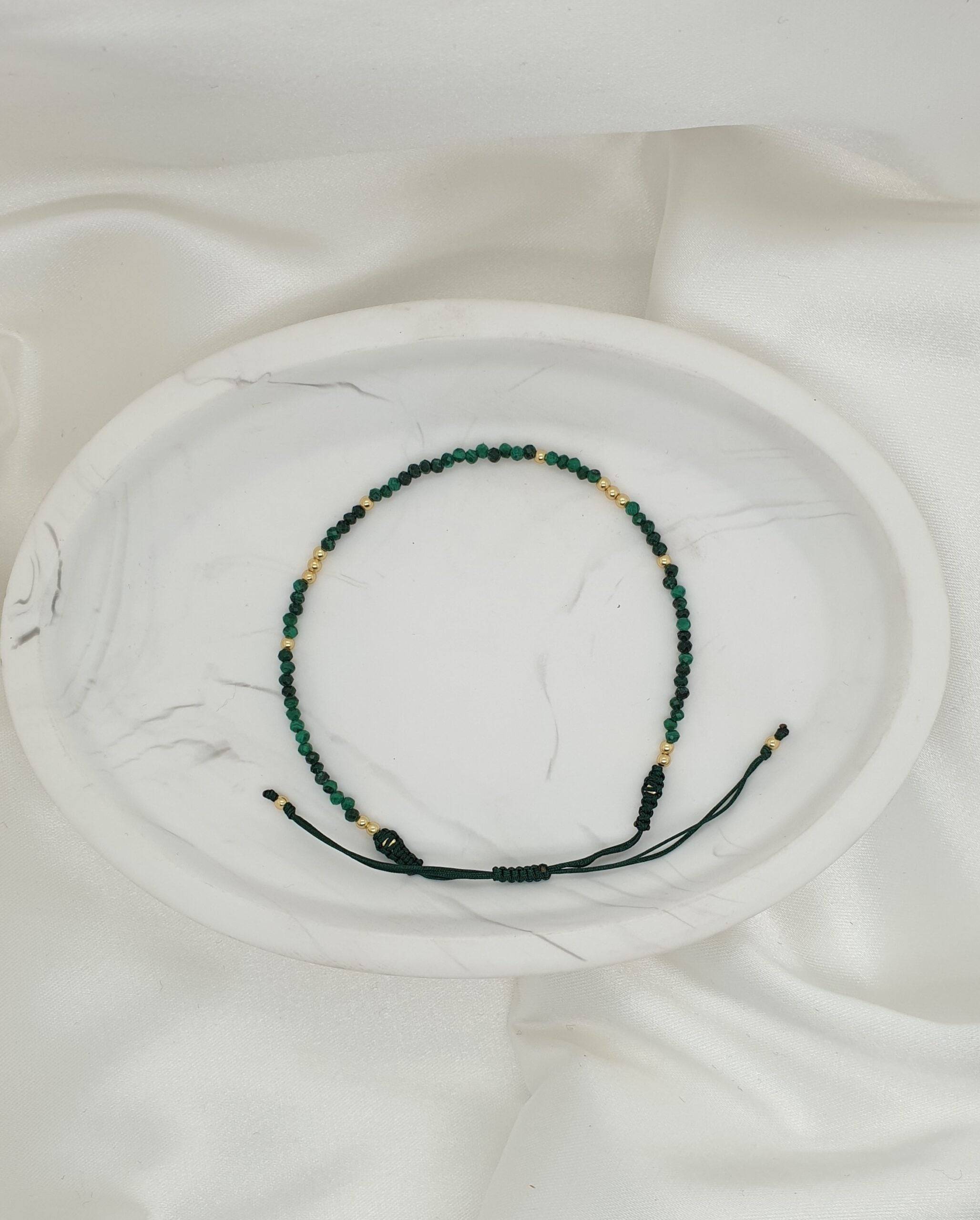 Natural Stone Adjustable Bracelet - Gold Malachite image