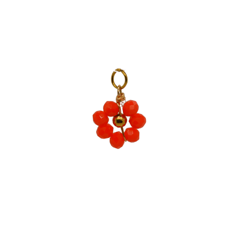 Orange Beaded Flower Charm - Orange image