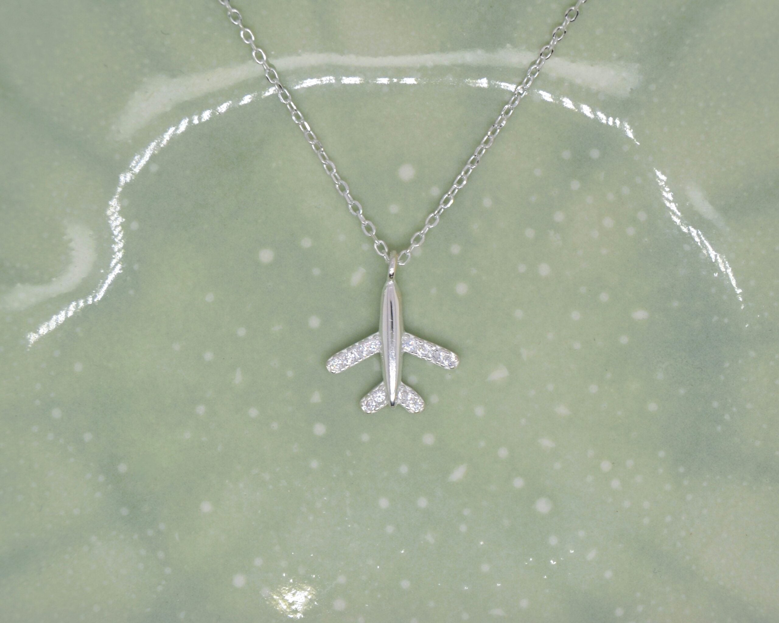 Silver Bling Plane Necklace image 0