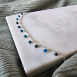 Dangling Stones Silver Anklet - Dark Blue (Chry Socolla) image