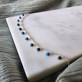 Dangling Stones Silver Anklet - Dark Blue (Chry Socolla) image