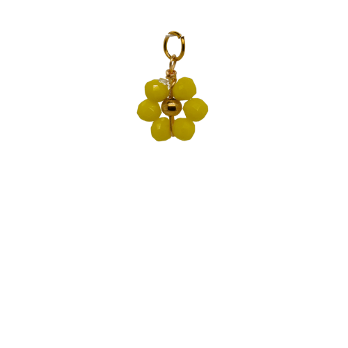 Yellow Beaded Flower Charm image 0