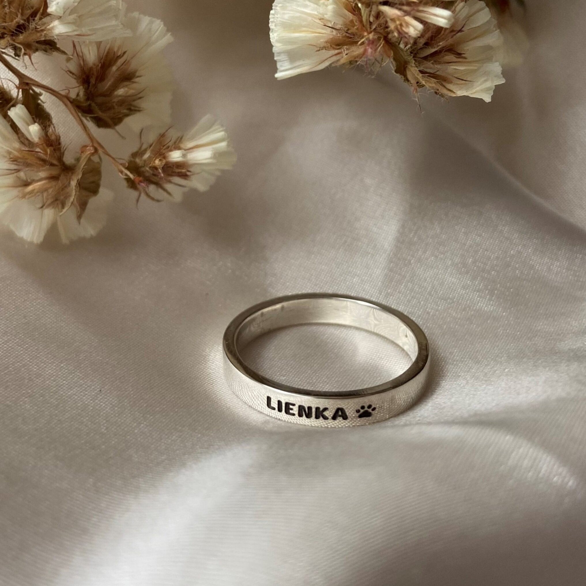 Silver Name and Paw Ring image 0