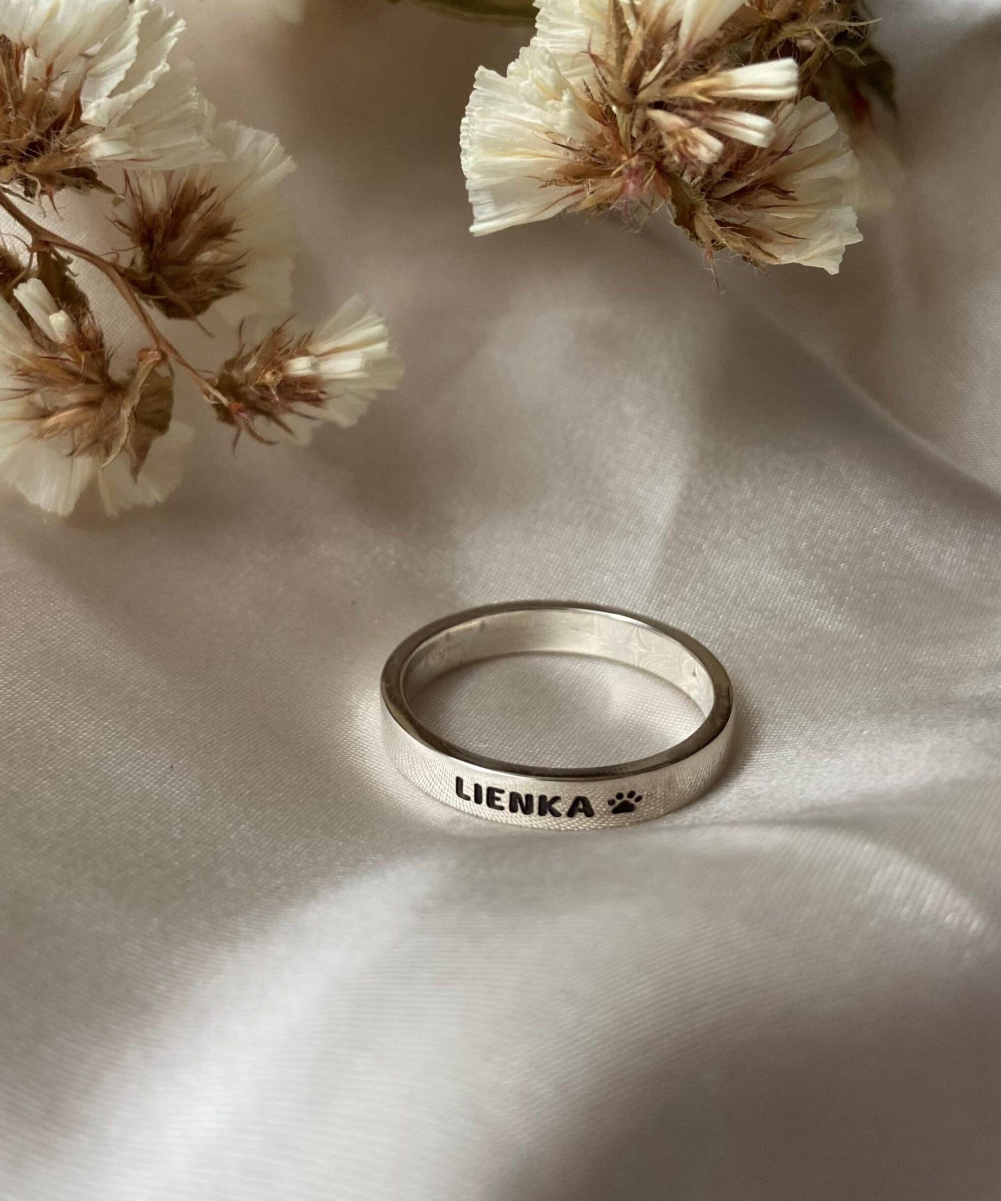 Silver Name and Paw Ring image 0