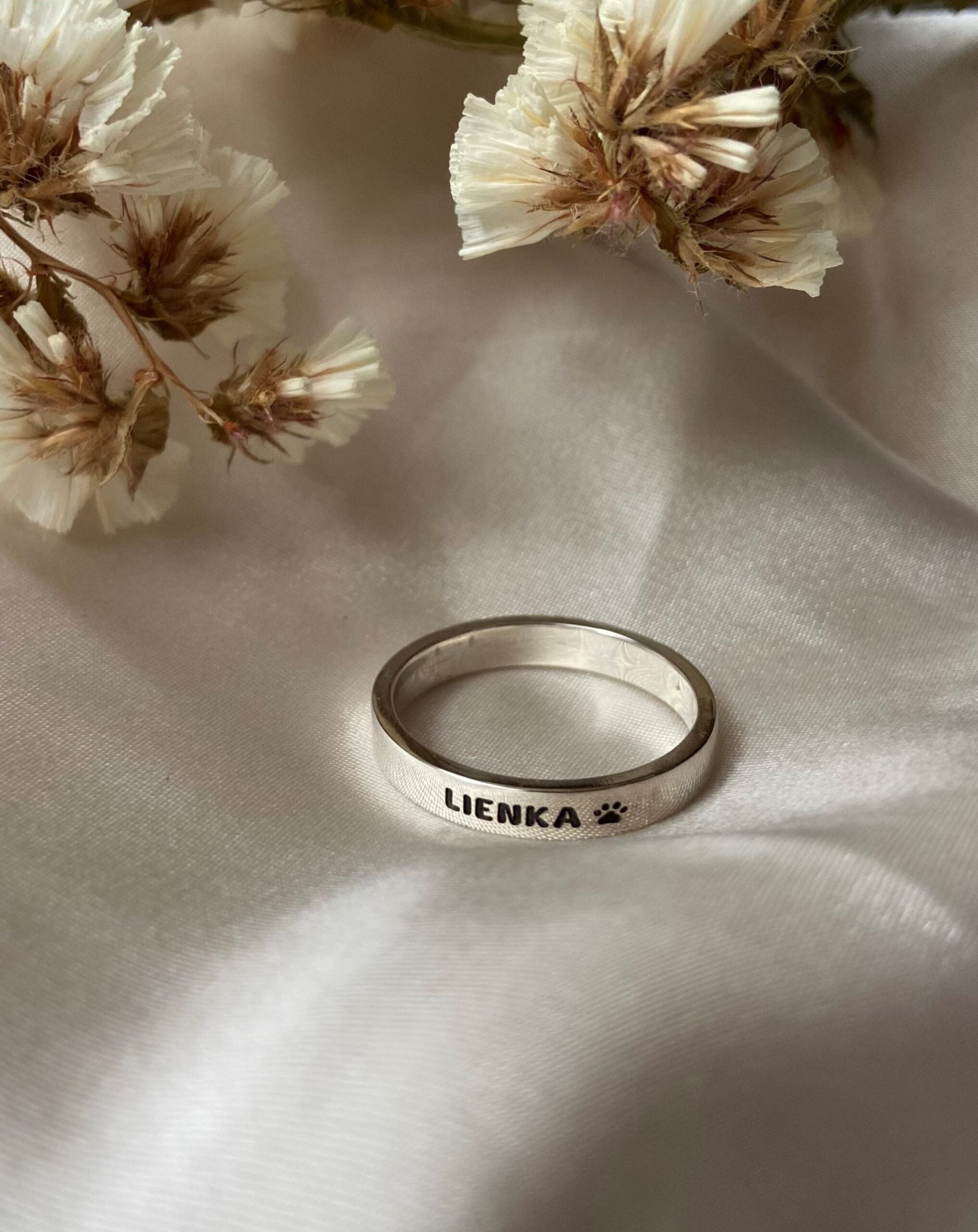 Silver Name and Paw Ring image 0