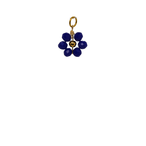 Blue Beaded Flower Charm image 0