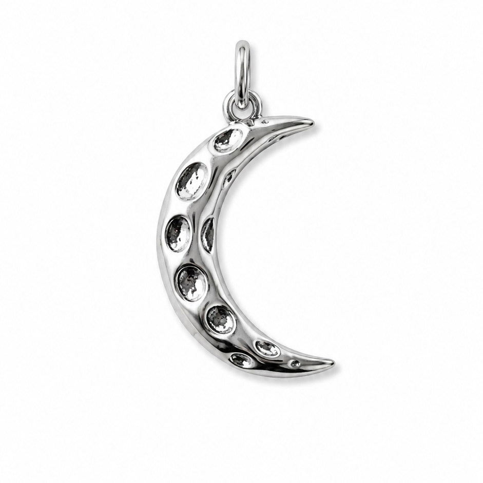 Silver Textured Half Moon Charm